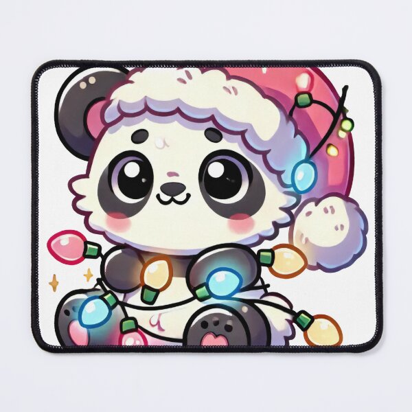 Item preview, Festive Panda Christmas Design with Santa Hat and Holiday Lights designed and sold by lubushop1.