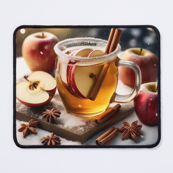 Item preview, A warm mug of apple cider with cinnamon sticks and apple slices, surrounded by fresh apples, star anise, and cinnamon sticks designed and sold by homydesign.