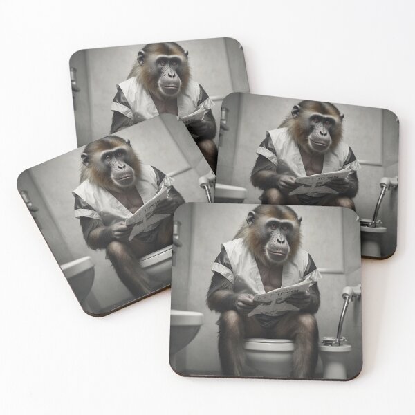 Item preview, Mandrill Reading Newspaper on Toilet designed and sold by vk09.
