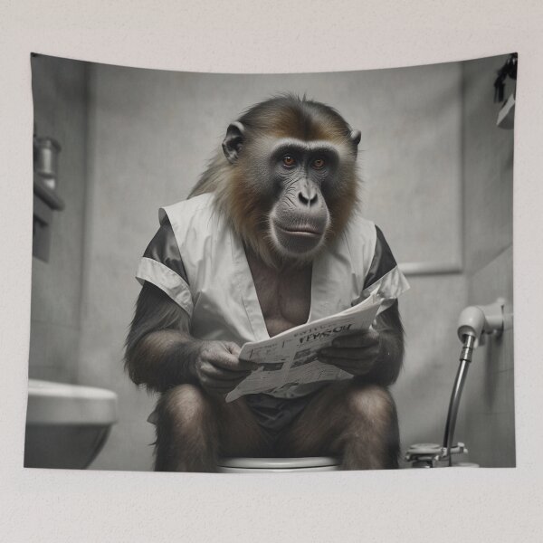 Item preview, Mandrill Reading Newspaper on Toilet designed and sold by vk09.