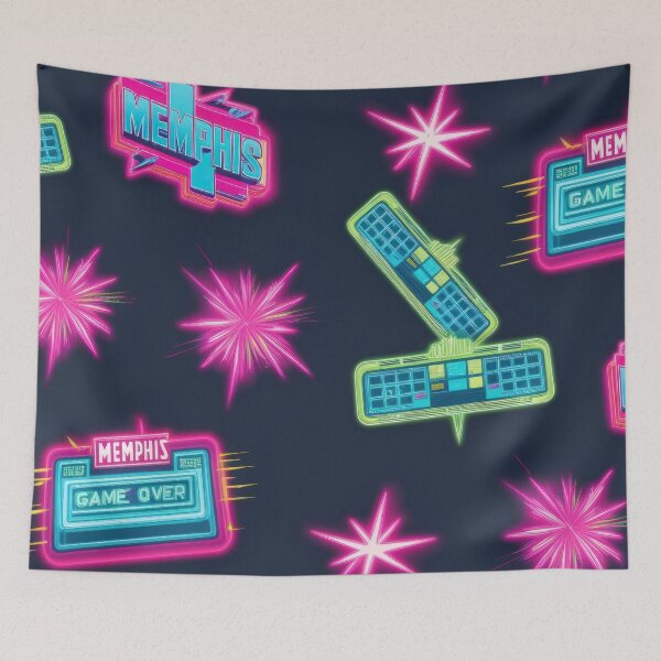 Item preview, neon game is over pattern on a dark background 90s arcade,Vintage Posters,vintage 90s designed and sold by Expressions-Sel.