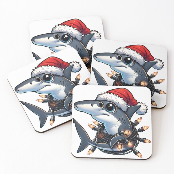 Item preview, Shark in Santa Hat with Christmas Lights designed and sold by AIARTIST1.