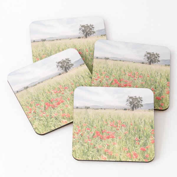 Item preview, Puglia, Italy I Fields of wild red poppy flowers, natural boho bohemian in the Italian countryside of Mediterranean landscapes with a retro vintage pastel green summer aesthetic like in Tuscany designed and sold by Julie Travel Photography.