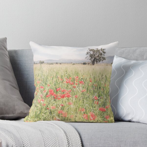 Item preview, Puglia, Italy I Fields of wild red poppy flowers, natural boho bohemian in the Italian countryside of Mediterranean landscapes with a retro vintage pastel green summer aesthetic like in Tuscany designed and sold by Julie Travel Photography.