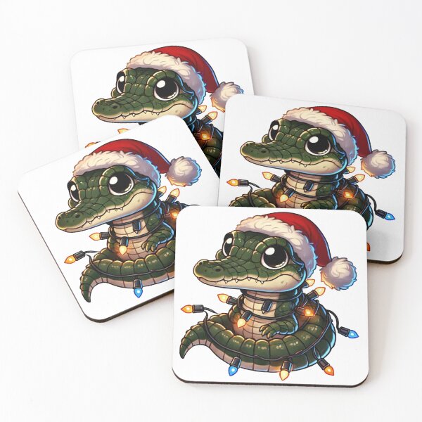 Item preview, Festive Crocodile in Santa Hat with Christmas Lights designed and sold by AIARTIST1.