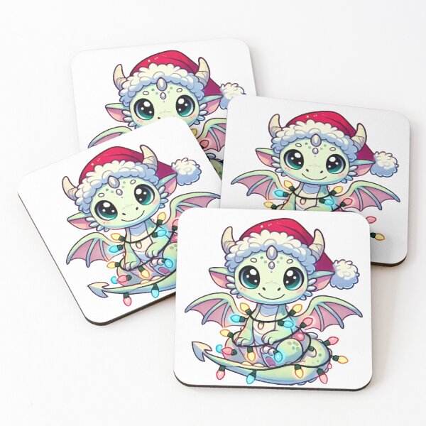 Item preview, Festive Christmas Dragon with Santa Hat and Holiday Lights designed and sold by lubushop1.