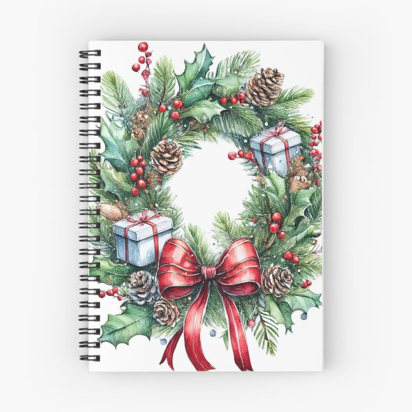 Item preview, A festive Christmas wreath made of pine branches, decorated with red berries, pine cones, and small presents designed and sold by homydesign.