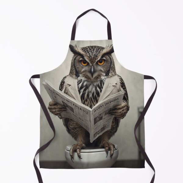 Item preview, Witty Owl Reading Newspaper on Toilet designed and sold by vk09.