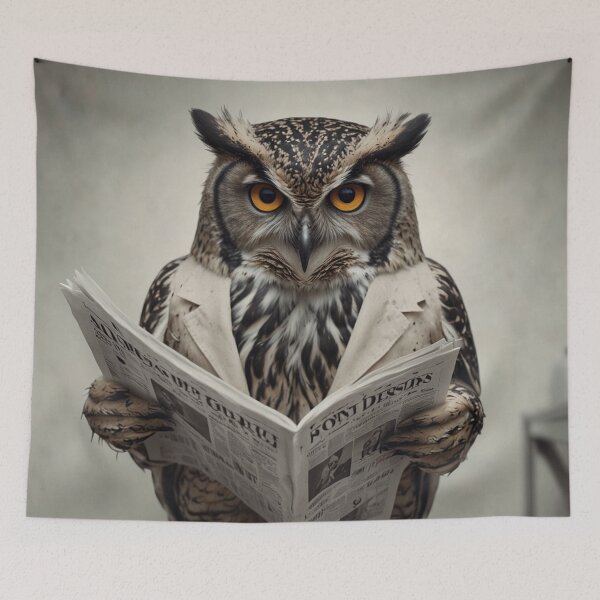 Item preview, Witty Owl Reading Newspaper on Toilet designed and sold by vk09.