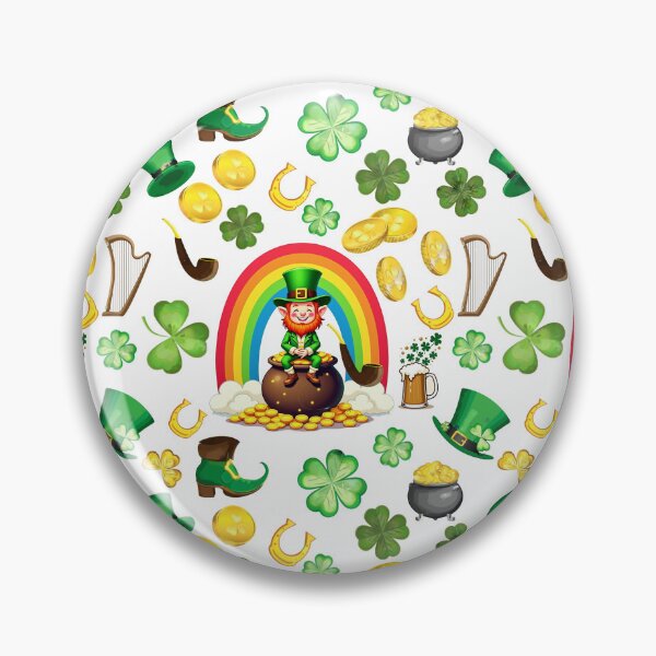 Item preview, Shamrock Shuffle: A whimsical pattern featuring four-leaf clovers, shamrocks, and pots of gold, symbolizing luck and prosperity. designed and sold by Grang Art Artistic Designs.