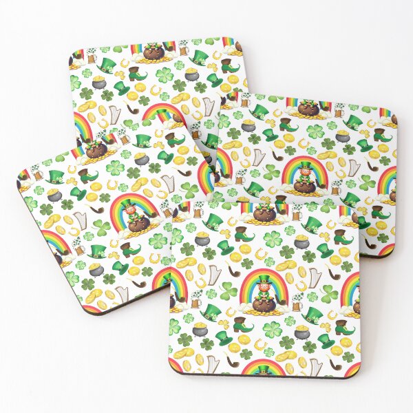 Item preview, Shamrock Shuffle: A whimsical pattern featuring four-leaf clovers, shamrocks, and pots of gold, symbolizing luck and prosperity. designed and sold by Grang Art Artistic Designs.