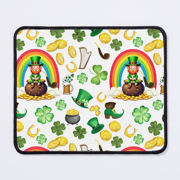 Item preview, Shamrock Shuffle: A whimsical pattern featuring four-leaf clovers, shamrocks, and pots of gold, symbolizing luck and prosperity. designed and sold by Grang Art Artistic Designs.