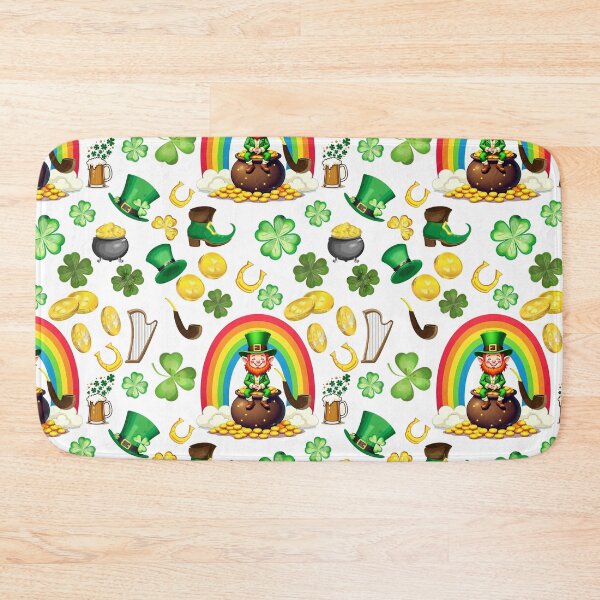 Item preview, Shamrock Shuffle: A whimsical pattern featuring four-leaf clovers, shamrocks, and pots of gold, symbolizing luck and prosperity. designed and sold by Grang Art Artistic Designs.