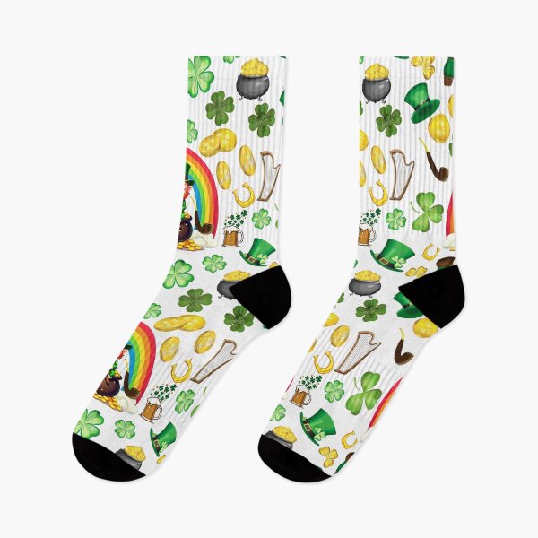 Item preview, Shamrock Shuffle: A whimsical pattern featuring four-leaf clovers, shamrocks, and pots of gold, symbolizing luck and prosperity. designed and sold by Grang Art Artistic Designs.