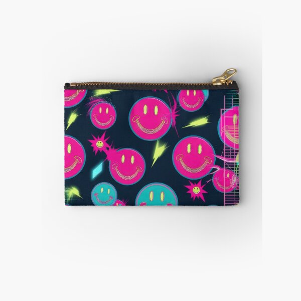 Item preview, Neon pink smiley face pattern on a dark background 90s arcade,Vintage Posters,vintage 90s designed and sold by Expressions-Sel.