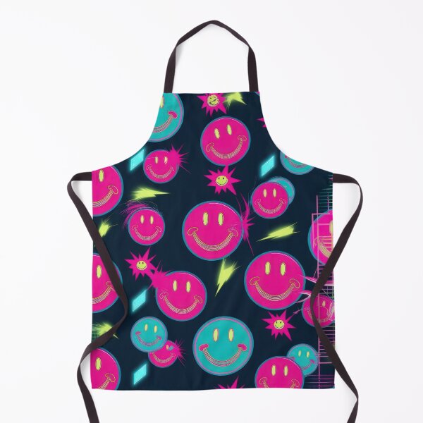 Item preview, Neon pink smiley face pattern on a dark background 90s arcade,Vintage Posters,vintage 90s designed and sold by Expressions-Sel.