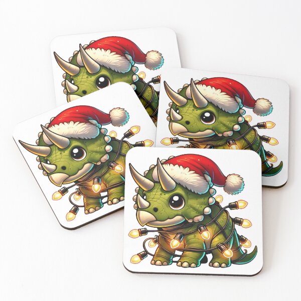 Item preview, Triceratops in Santa Hat with Christmas Lights designed and sold by AIARTIST1.
