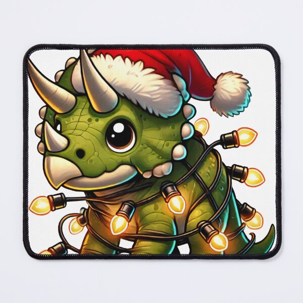 Item preview, Triceratops in Santa Hat with Christmas Lights designed and sold by AIARTIST1.