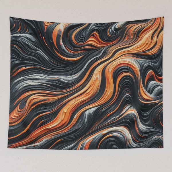 Item preview, waves in black and orange designed and sold by blackwhiteblue.