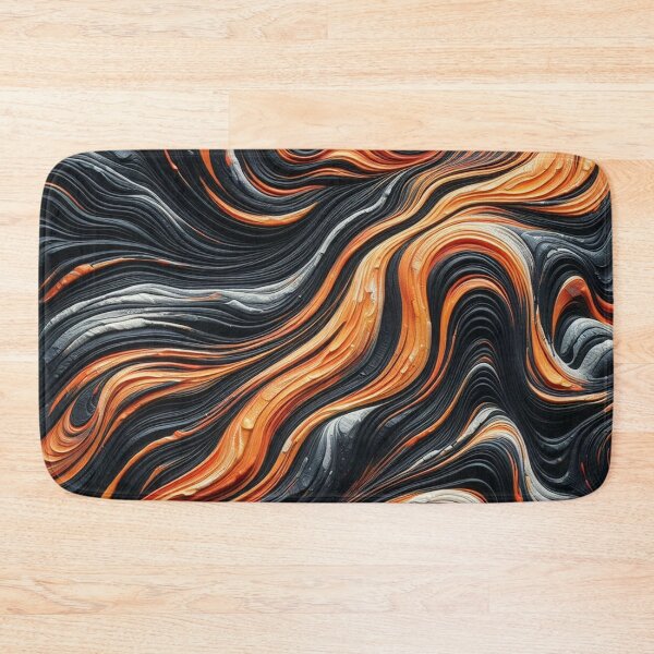 Item preview, waves in black and orange designed and sold by blackwhiteblue.