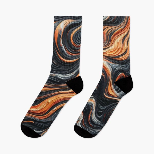 Item preview, waves in black and orange designed and sold by blackwhiteblue.