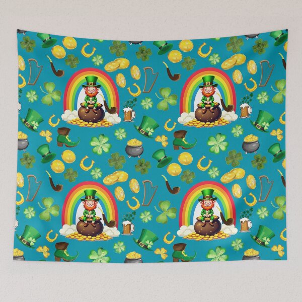 Item preview, Saint Patrick's Day: A whimsical pattern featuring four-leaf clovers, shamrocks, and pots of gold, symbolizing luck and prosperity. designed and sold by Grang Art Artistic Designs.
