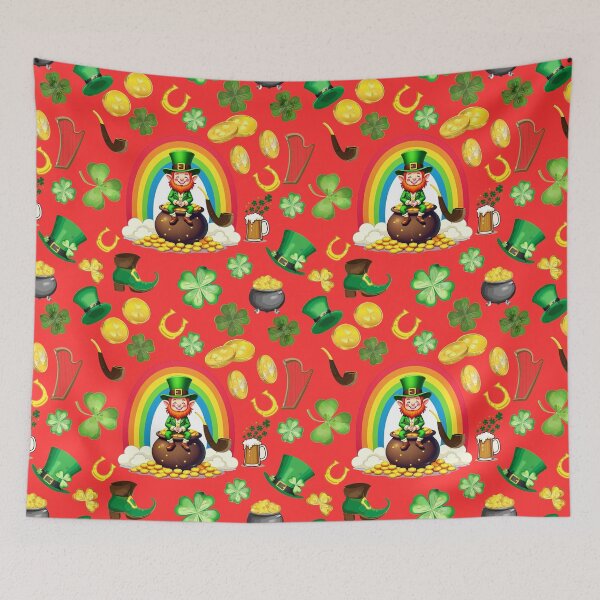 Item preview, St Patrick's Day Pattern: A whimsical pattern featuring four-leaf clovers, shamrocks, and pots of gold, symbolizing luck and prosperity. designed and sold by Grang Art Artistic Designs.