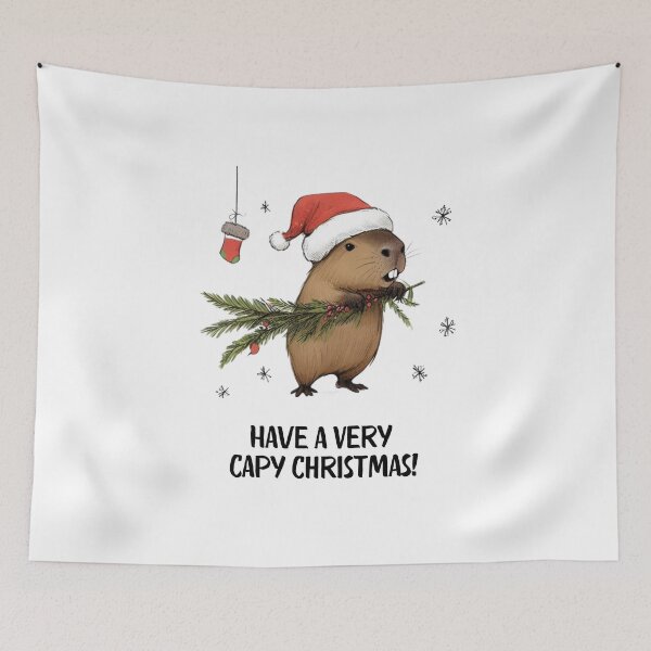 Item preview, Christmas Capybara Illustration | Cute Holiday Capybara in Santa Hat | Merry Christmas Design designed and sold by MiszungART.