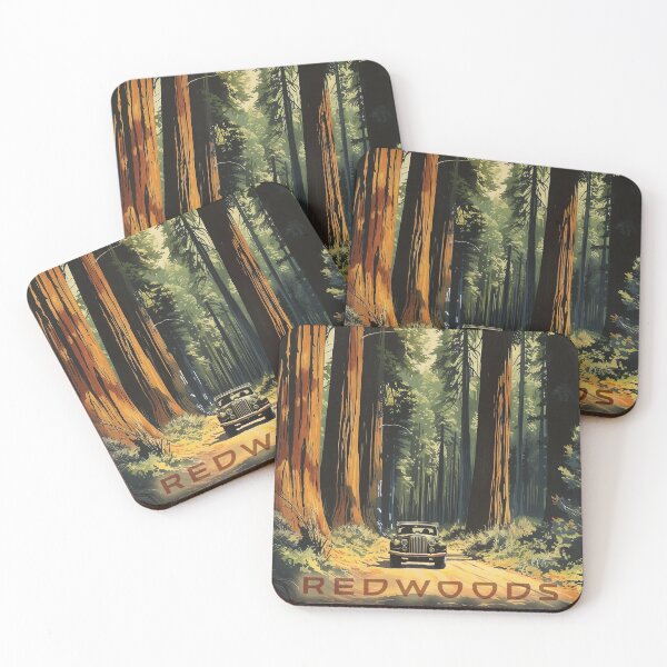 Item preview, Redwood Forest, Vintage Style Travel Poster designed and sold by MaryFiore.