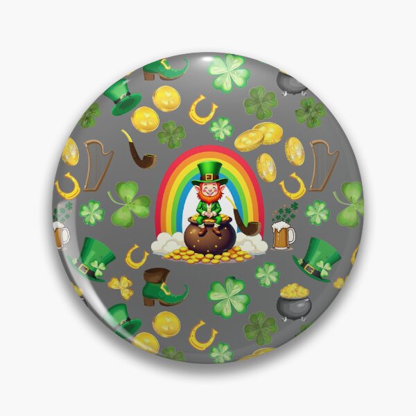 Item preview, Pots of Gold: A whimsical pattern featuring four-leaf clovers, shamrocks, and pots of gold, symbolizing luck and prosperity. designed and sold by Grang Art Artistic Designs.
