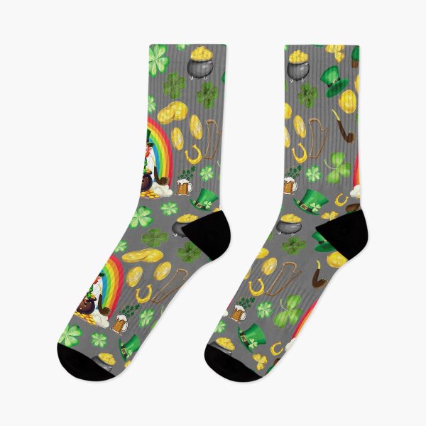 Item preview, Pots of Gold: A whimsical pattern featuring four-leaf clovers, shamrocks, and pots of gold, symbolizing luck and prosperity. designed and sold by Grang Art Artistic Designs.