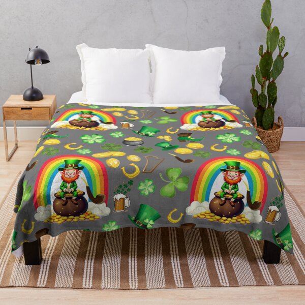 Item preview, Pots of Gold: A whimsical pattern featuring four-leaf clovers, shamrocks, and pots of gold, symbolizing luck and prosperity. designed and sold by Grang Art Artistic Designs.