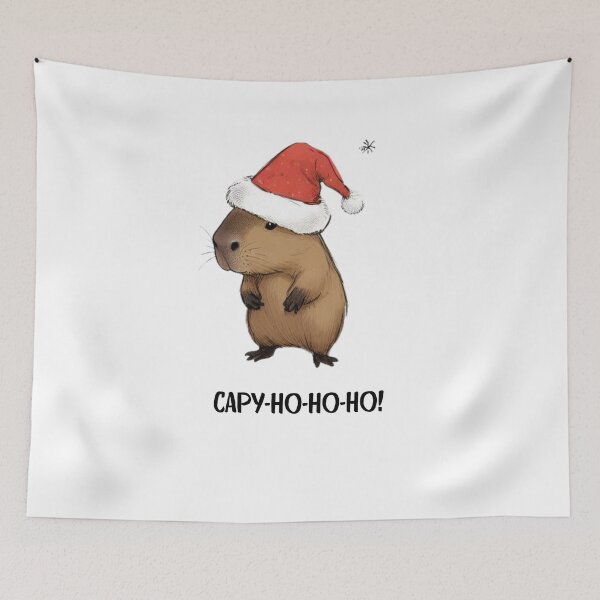 Item preview, Christmas Capybara Illustration | Cute Holiday Capybara in Santa Hat | Merry Christmas Design designed and sold by MiszungART.
