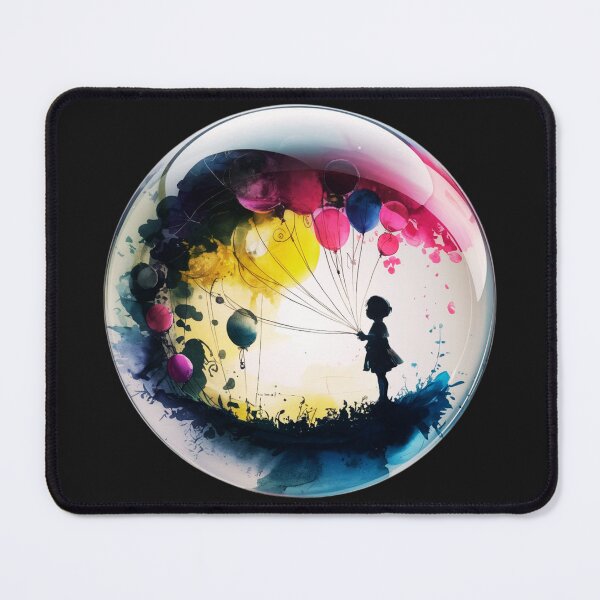Item preview, The child is silhouetted against the space, which is filled with balloons designed and sold by aipaint.