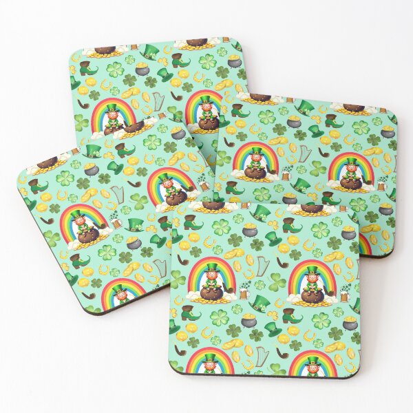 Item preview, Lucky Charms: A whimsical pattern featuring four-leaf clovers, shamrocks, and pots of gold, symbolizing luck and prosperity. designed and sold by Grang Art Artistic Designs.