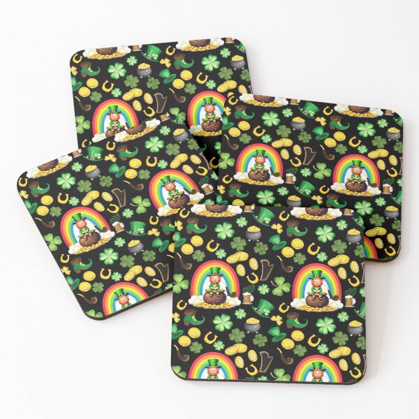 Item preview, Pot of Gold: A whimsical pattern featuring four-leaf clovers, shamrocks, and pots of gold, symbolizing luck and prosperity. designed and sold by Grang Art Artistic Designs.