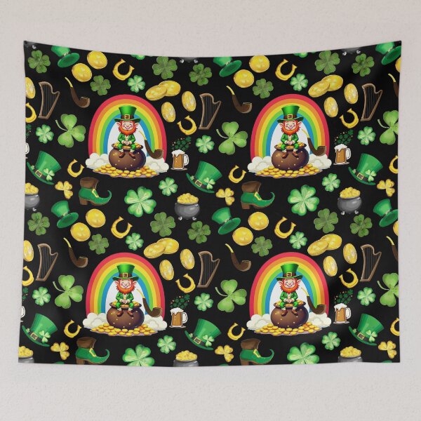 Item preview, Pot of Gold: A whimsical pattern featuring four-leaf clovers, shamrocks, and pots of gold, symbolizing luck and prosperity. designed and sold by Grang Art Artistic Designs.