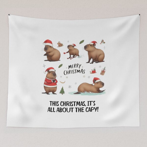 Item preview, Christmas Capybara Illustration | Cute Holiday Capybara in Santa Hat | Merry Christmas Design designed and sold by MiszungART.