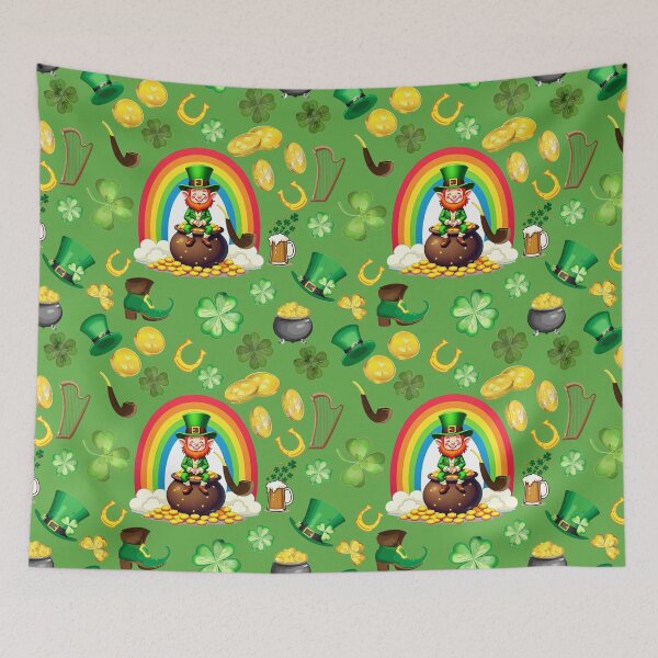 Item preview, Green with Envy: A whimsical pattern featuring four-leaf clovers, shamrocks, and pots of gold, symbolizing luck and prosperity. designed and sold by Grang Art Artistic Designs.