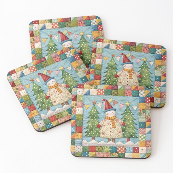 Item preview, Patchwork Snowman 4 designed and sold by UniqVibe.