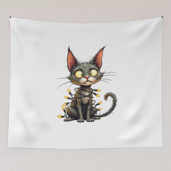 Item preview, Christmas lights cat designed and sold by jkrphoto.