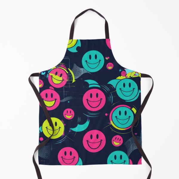 Item preview,  Laughing Round Smiley Emoticon pattern on a dark background 90s arcade,Vintage Posters,vintage 90s designed and sold by Expressions-Sel.