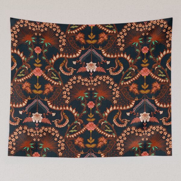 Item preview, Chic Bohemian Paisley Floral in Dark Teal & Burnt Orange designed and sold by bala-sabina.