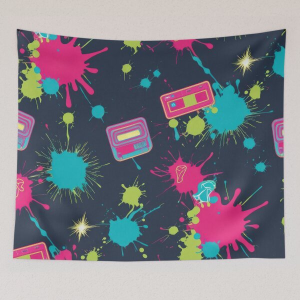 Item preview, splashes of paint pattern on a dark background 90s arcade,Vintage Posters,vintage 90s designed and sold by Expressions-Sel.
