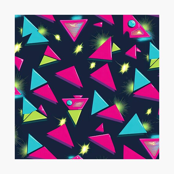 Item preview, Triangles pattern on a dark background 90s arcade,Vintage Posters,vintage 90s designed and sold by Expressions-Sel.