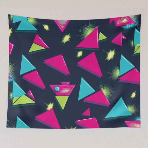 Item preview, Triangles pattern on a dark background 90s arcade,Vintage Posters,vintage 90s designed and sold by Expressions-Sel.