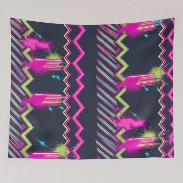 Item preview, Waves pattern on a dark background 90s arcade,Vintage Posters,vintage 90s designed and sold by Expressions-Sel.