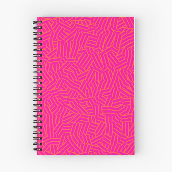 Item preview, 1950s Mid Century Modern Pattern in Hot Fuchsia Pink and Neon Orange designed and sold by Deutschic.