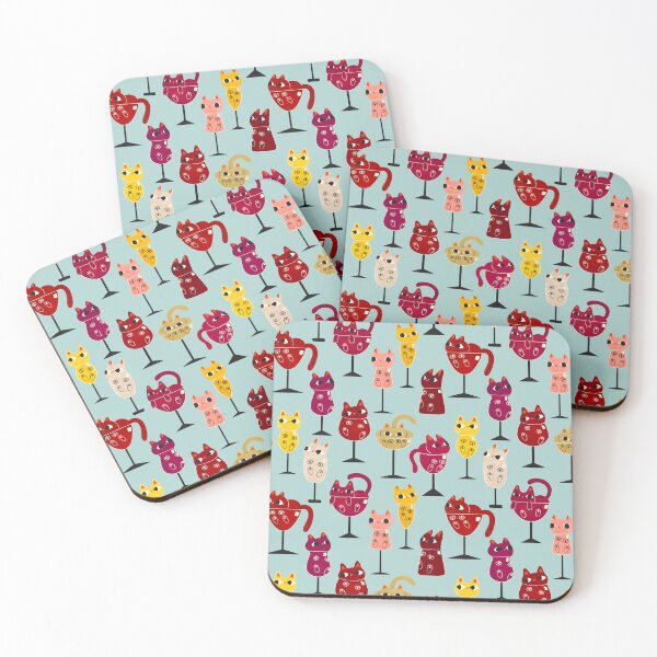 Item preview, Feline Wine - Cats + Wine Pattern designed and sold by Carrie Cantwell Art.