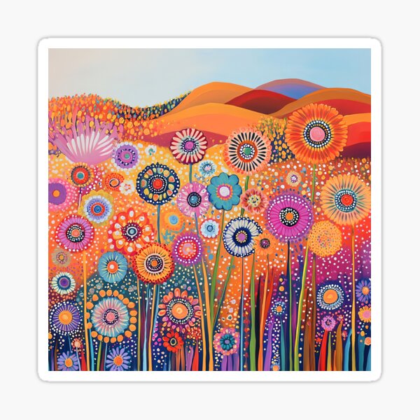 Item preview, Australian Outback Landscape with Wildflowers and Polka Dots designed and sold by Neika Shimm Designs.